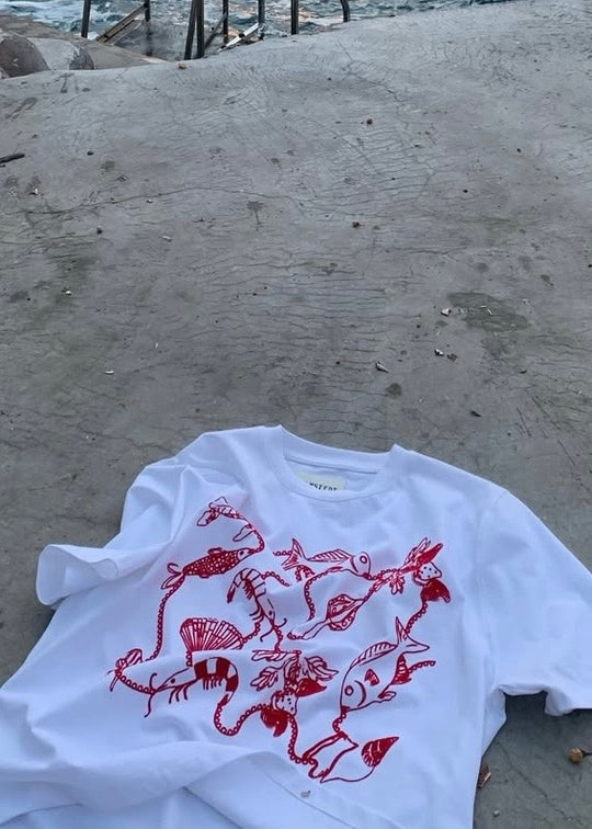 Helmstedt Noor t-shirt Red Dreamy Sea Print