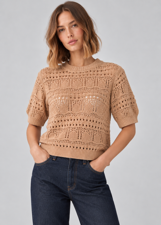 Noella Livia Knit Top T-Shirts Oyster Melange