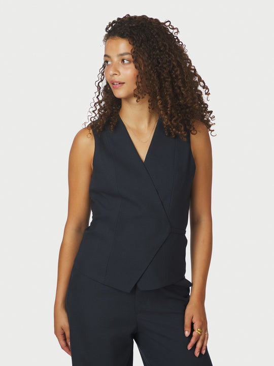Neo Noir Samara Melange Waistcoat Navy