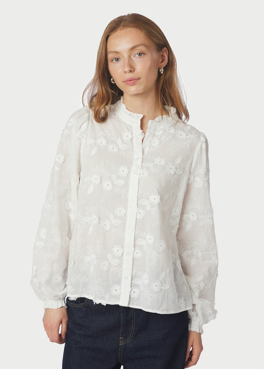 Neo Noir Oda Deco Emb Shirt White