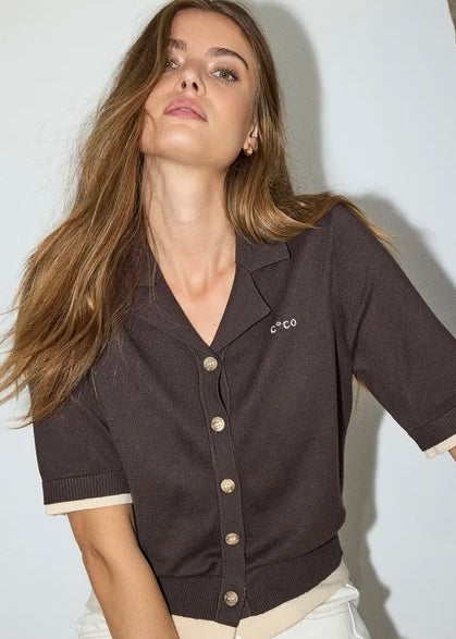 Co’Couture 42019 Luecc Crop Cardigan Dark Brown