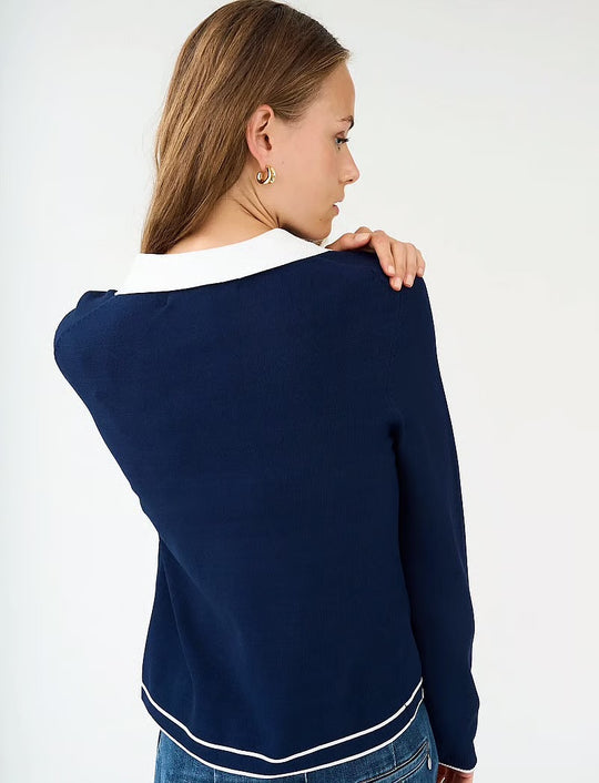 Pieszak PD-Vigga LS Contrast Polo Knit 585 Midnight Navy