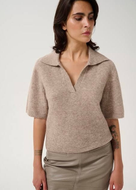 Gestuz GZalpha ss polo pullover warm sand melange