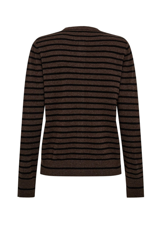 Sofie Schnoor Cisse stripe cardigan dark brown black stripe