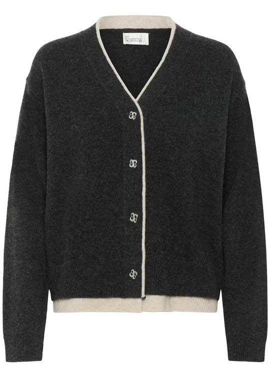 My Essential Wardrobe MWTracy Knit Cardigan Dark Grey Melange