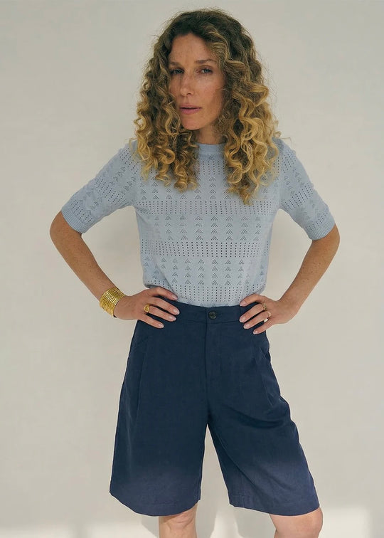 La Rouge Alma knit Blouse Light Blue
