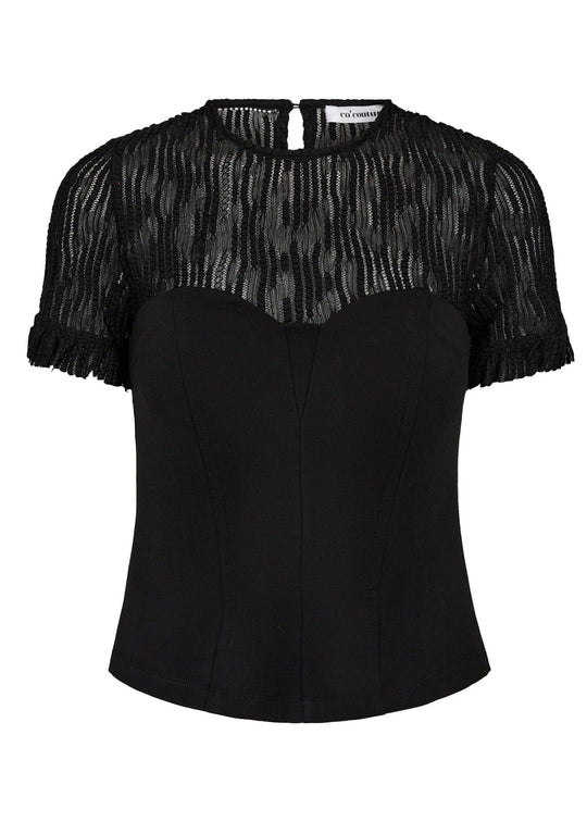 Co’Couture Coltoncc Lace Mix Top Black
