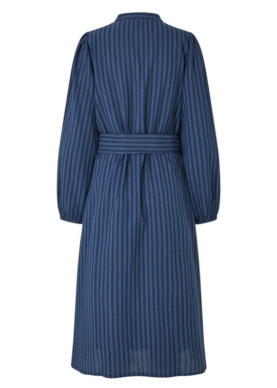 Lollys Laundry ParisLL Midi Dress LS 80 stripe (blå)