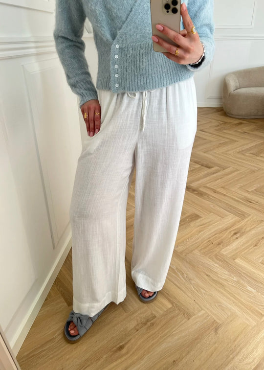 Neo Noir Lissabon Soft Linen Pants hvid