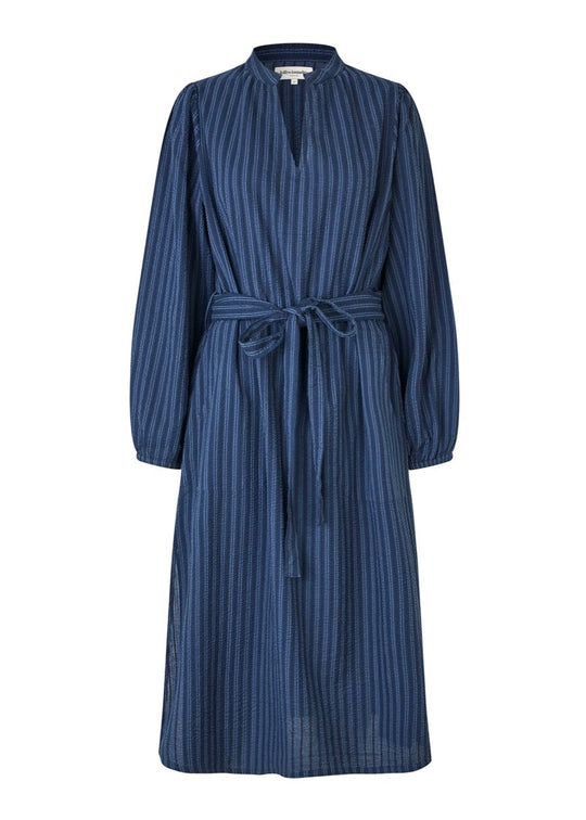 Lollys Laundry ParisLL Midi Dress LS 80 stripe (blå)