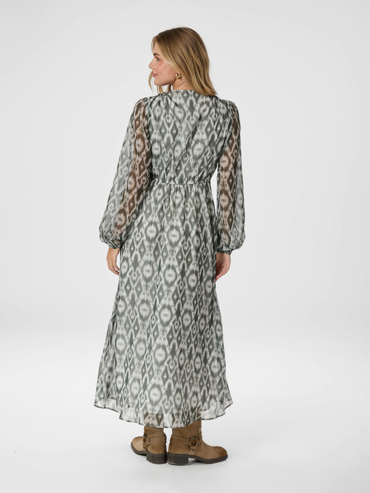 Neo Noir Silfi Graphic Fade Dress Dusty Green