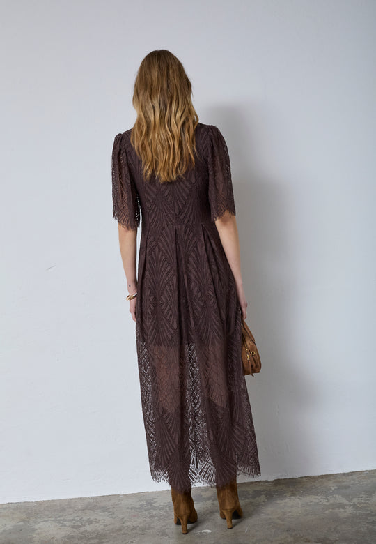 Co’Couture Leticc Lace Maxi Dress Dark Brown