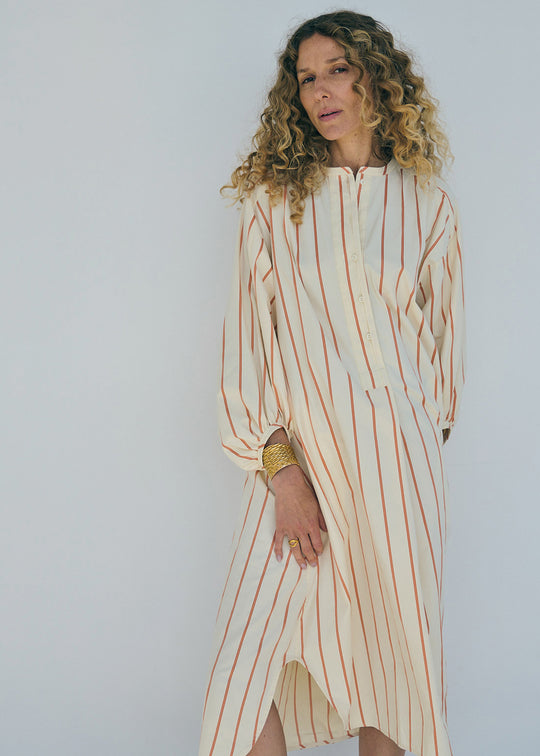La Rouge Louise Shirt Dress Sand/Orange Stripe