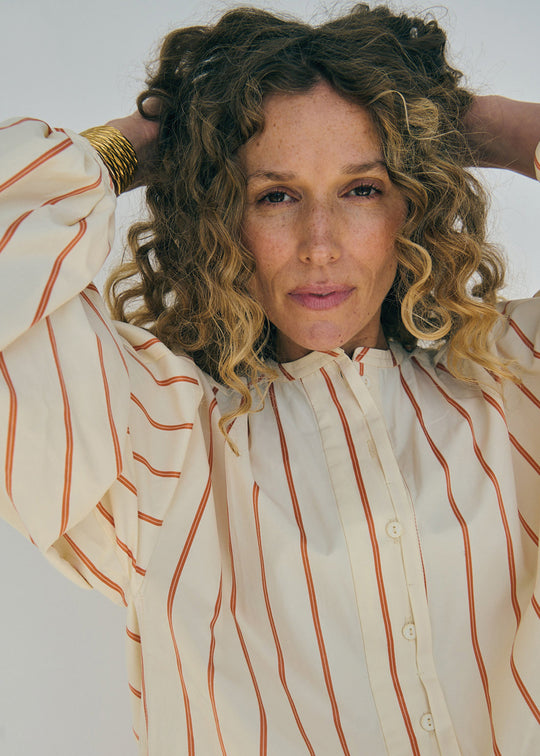 La Rouge Louise Shirt Dress Sand/Orange Stripe