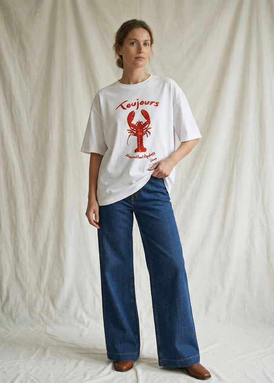 La Rouge T-shirt w. Lobster Print white