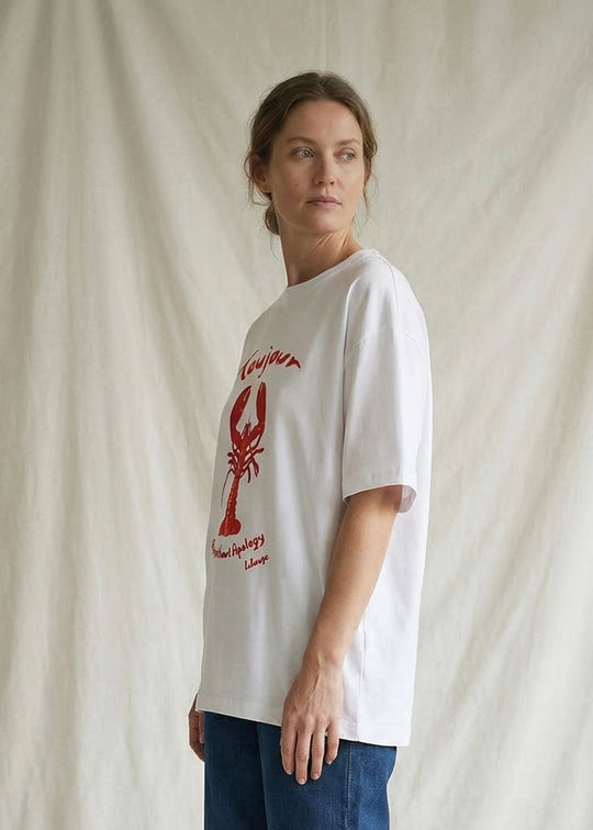 La Rouge T-shirt w. Lobster Print white