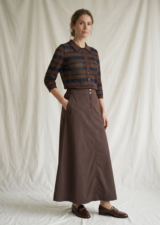 La Rouge Charlotte Knit Polo Brown/navy
