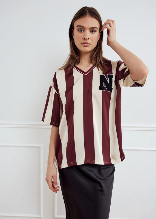 Noella Lucena Blouse Mahogany Ivory Stripe