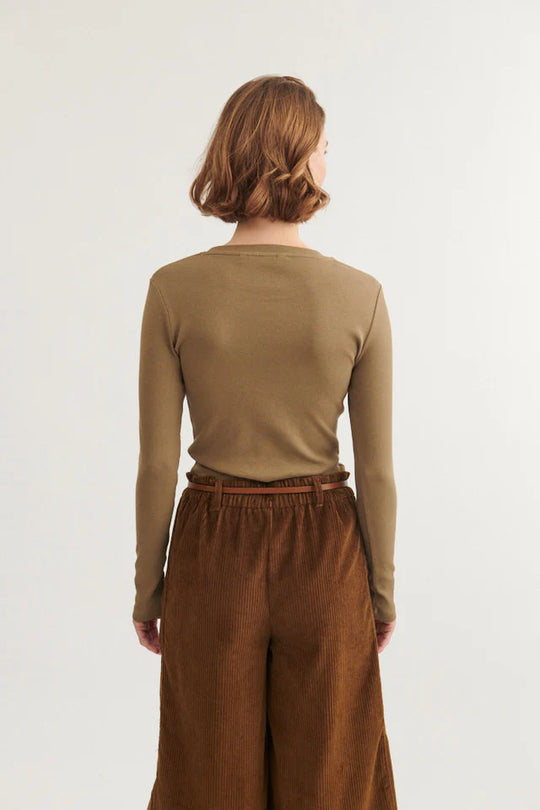 Pre-order uge 8. Basic Apparel Ludmilla LS Tee Capers green