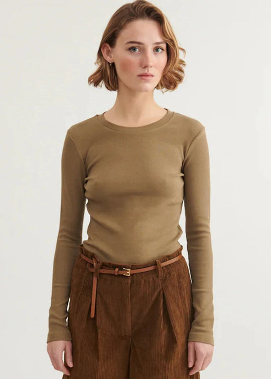 Basic Apparel Ludmilla LS Tee Capers green