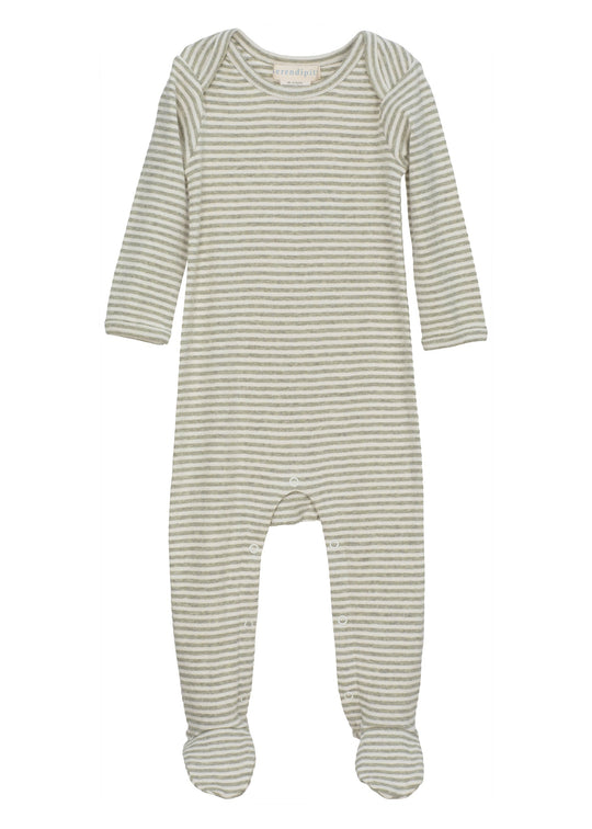 Serendipity Baby Suit Stripe Sage Ecru