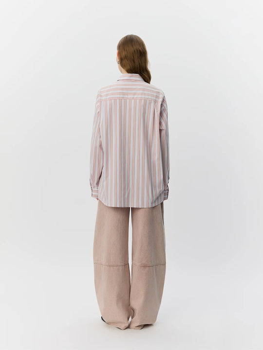 Sofie Schnoor Mercysw Oversized Shirt Light Rose Striped