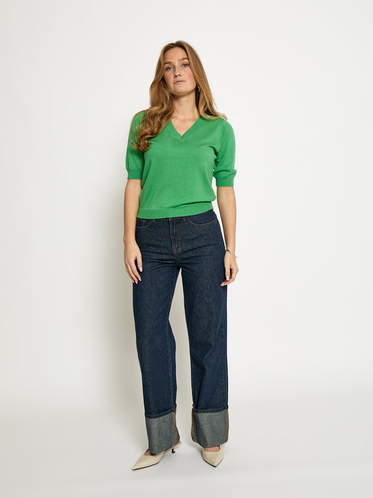 Pre-order uge 33. MSMilla V-Neck Knit Tee Greenbriar