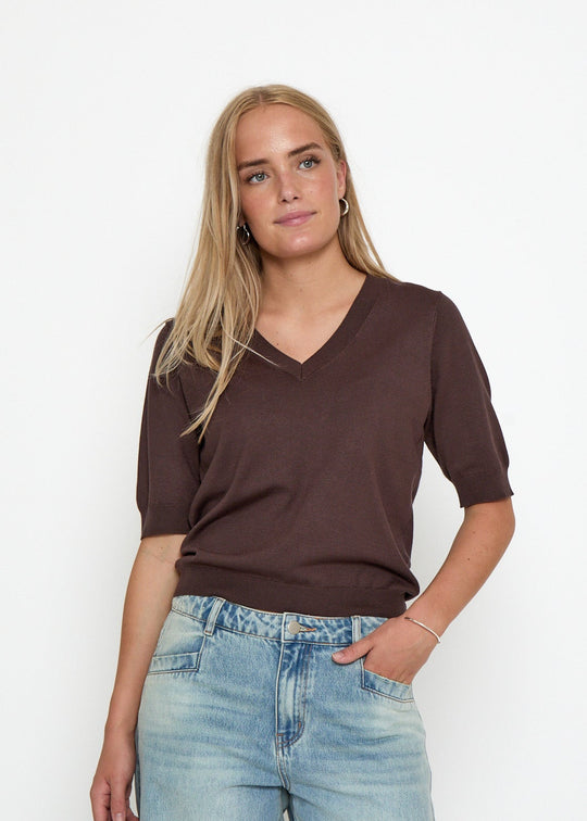 MSMilla V-Neck Knit Tee Bracken Brown