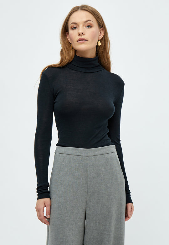 Minus MSCally Roll Neck Long Sleeve Top black
