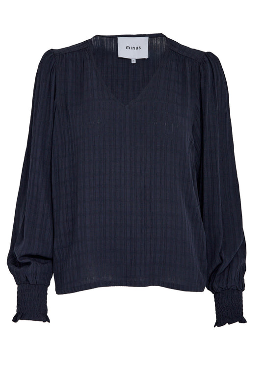 Minus MSAnine V-Neck Blouse Sky Captain (navy)