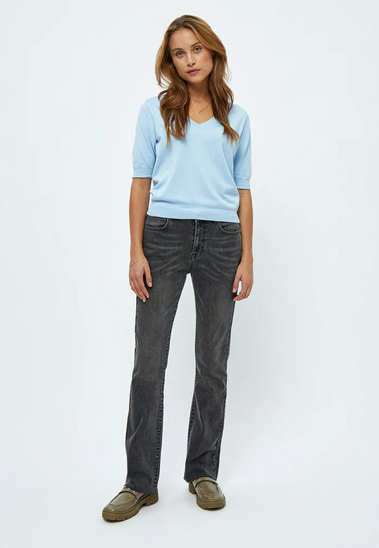 MSMilla V-Neck Knit Tee 1048 Ice Blue