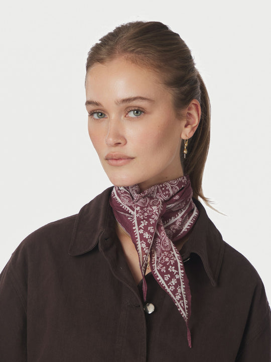 Neo Noir Kinessa Paisley Scarf Dark Rose