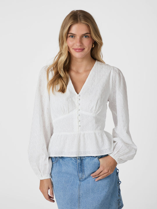Neo Noir Neroni Embroidery Blouse White
