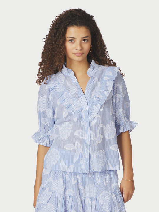 Neo Noir Manet Jacquard Blouse Light Blue