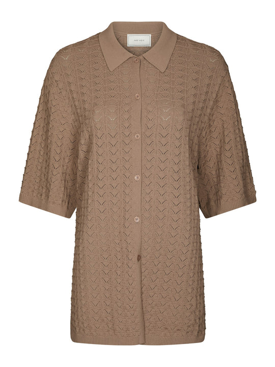Neo Noir Sette Fine Crochet Blouse Taupe