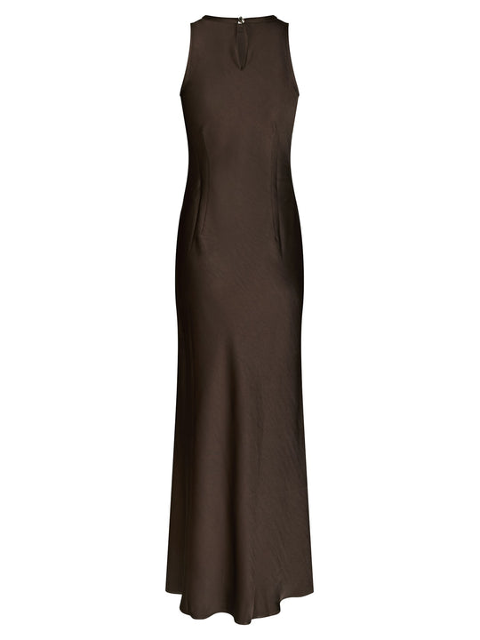Neo Noir Celinie Heavy Sateen Dress Dark Brown