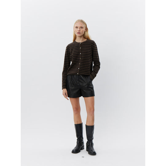 Sofie Schnoor Cisse stripe cardigan dark brown black stripe
