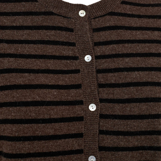 Sofie Schnoor Cisse stripe cardigan dark brown black stripe