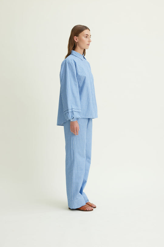 Schulz by Crowd Panne pants GOTS organic delos Blue/white