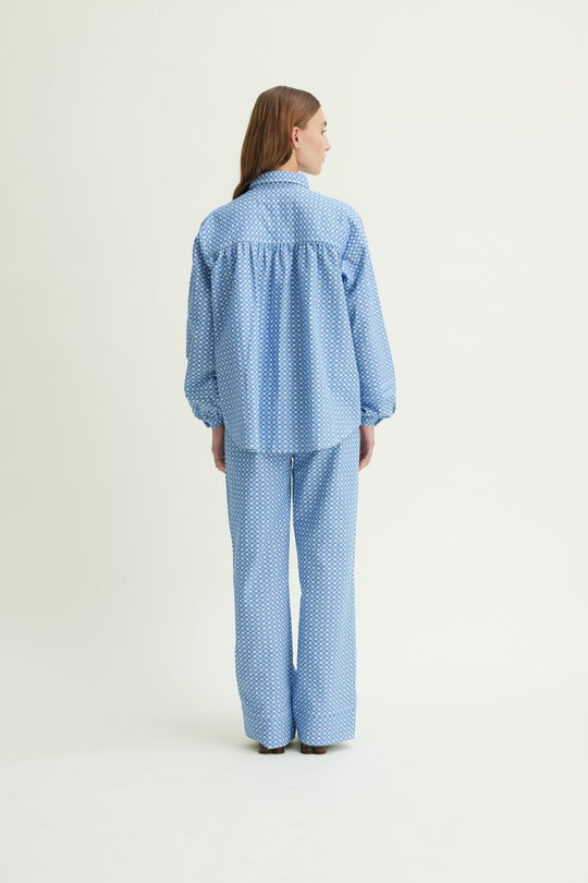 Schulz by Crowd Panne pants GOTS organic delos Blue/white