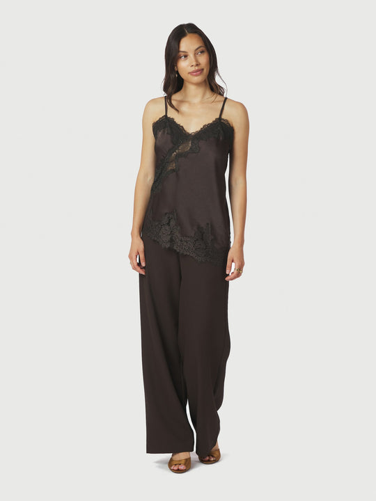 Neo Noir Viole Lace Top Dark Brown