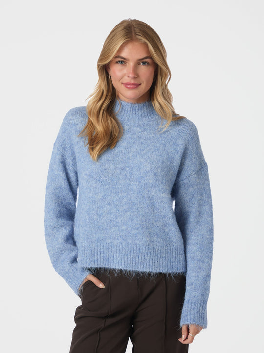 Neo Noir Paulina Fluffy Knit Blouse Dusty Blue