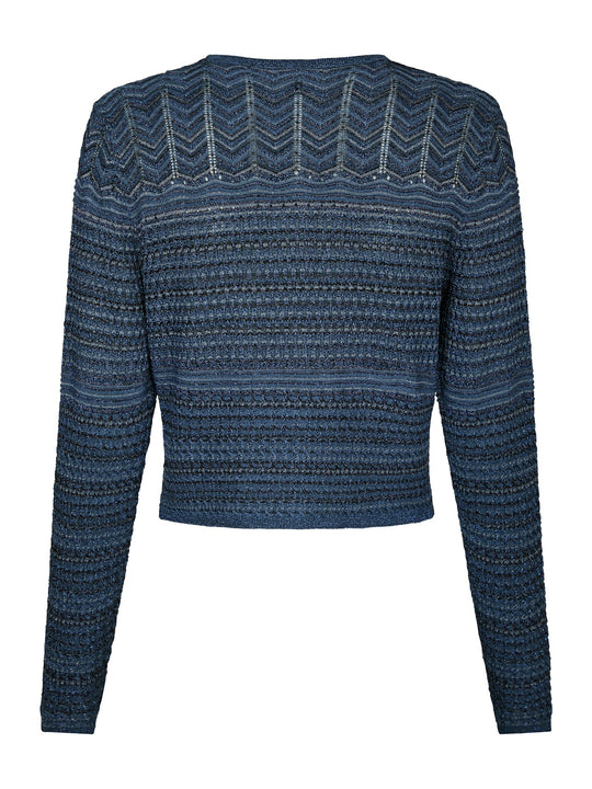 Neo Noir Gini Chevron Knit Cardigan Navy