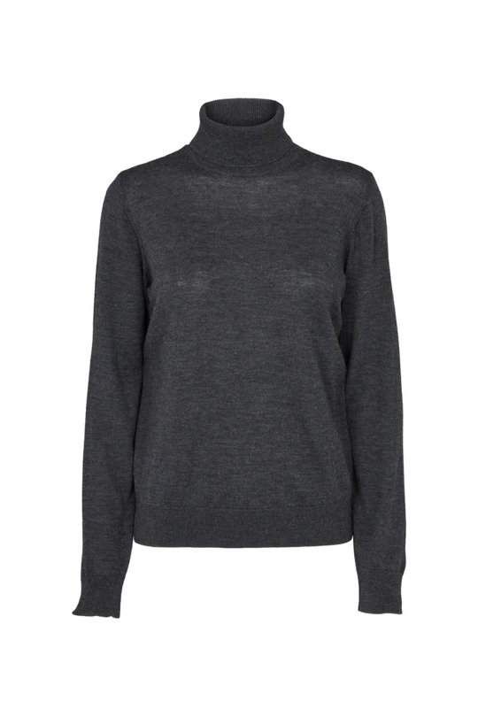 Pre-order uge 8. Basic Apparel Vera Roll Neck dark grey melange