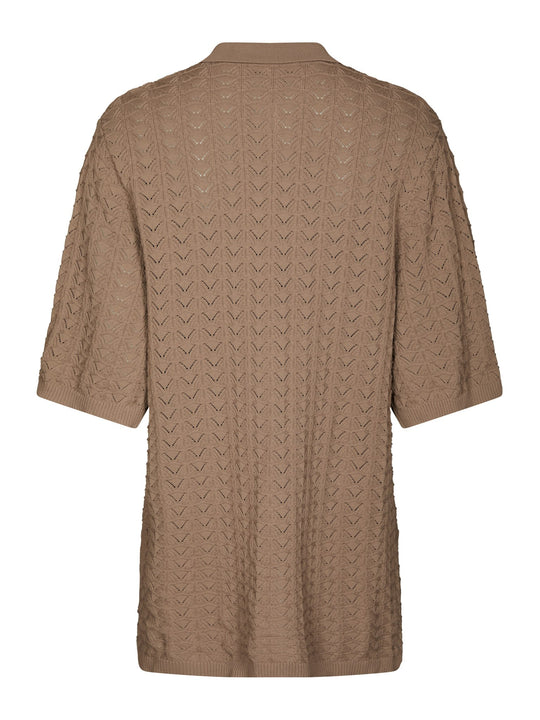 Neo Noir Sette Fine Crochet Blouse Taupe