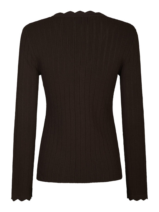 Neo Noir Clara Stitch Knit Blouse Dark Brown