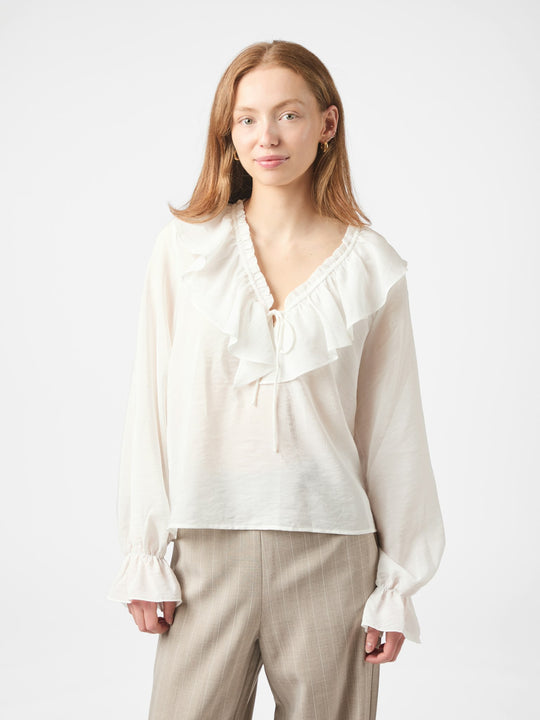 Neo Noir Aminea Ruffle Blouse White