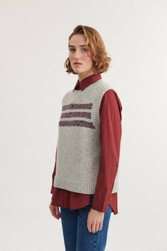 Basic Apparel Blanche Vest light grey melange/sky captain