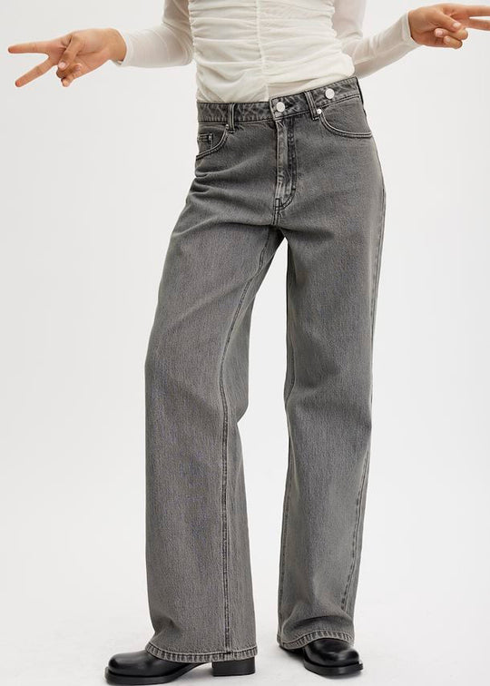 Gestuz Billygz Mw Wide Leg Jeans Gray Wash