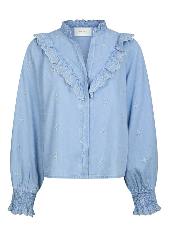 Neo Noir Degas Denim Blouse Light Blue